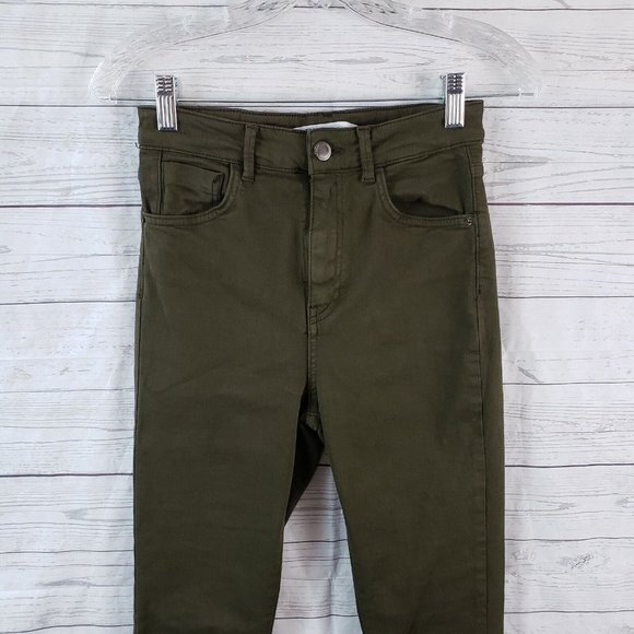 Zara Womens Skinny Jeans Sz 6 Green‎ High Rise - Picture 2 of 6
